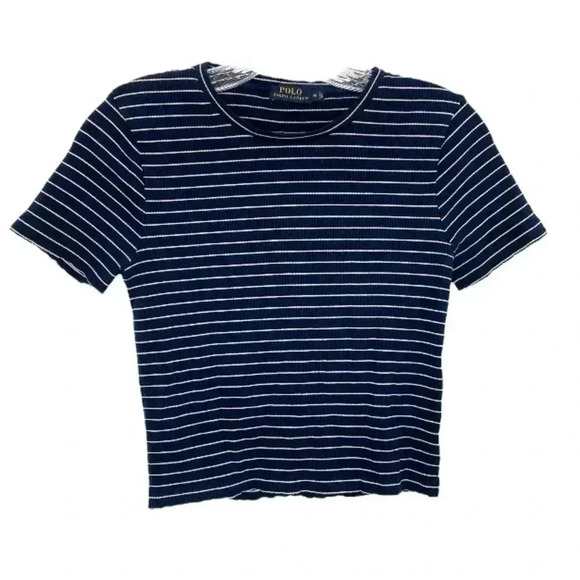 Polo Ralph Lauren Ribbed Crop Striped Top - Picture 1 of 5